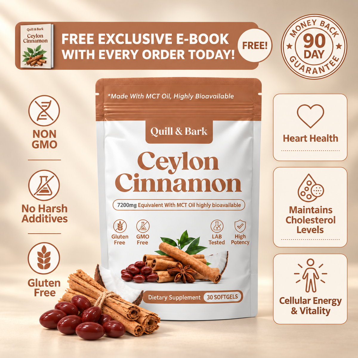 Ceylon Cinnamon 7200mg Equivalent with MCT Oil